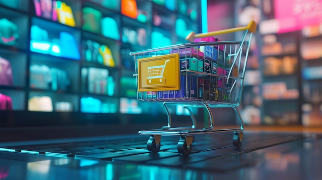 Experiencia de compras digitales con el icono del carrito