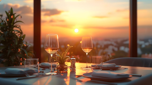 Experiência de jantar no pôr-do-sol elevado Vistas panorâmicas Cozinha requintada Serviço impecável