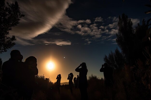 Experiencia de eclipse al aire libre con la luna bloqueando el sol en un impresionante espectáculo celestial