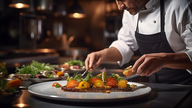 La experiencia de una mesa de chef en un restaurante gourmet