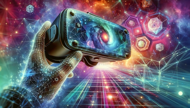 Foto experiencia de realidad virtual (vr) muestra el mundo digital