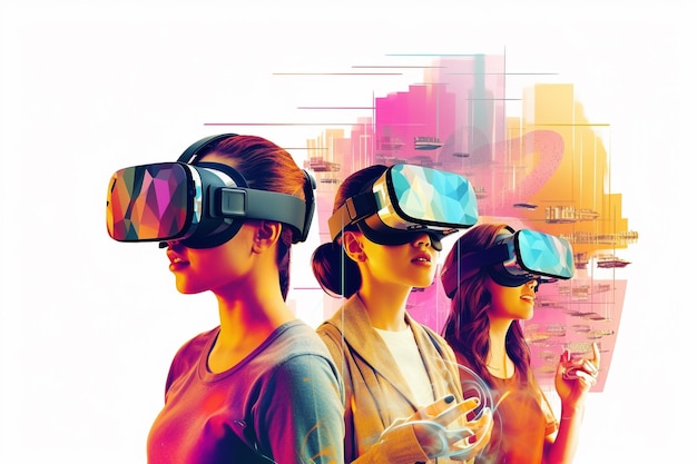 Experiencias de realidad virtual que exploran mundos digitales inmersivosxA