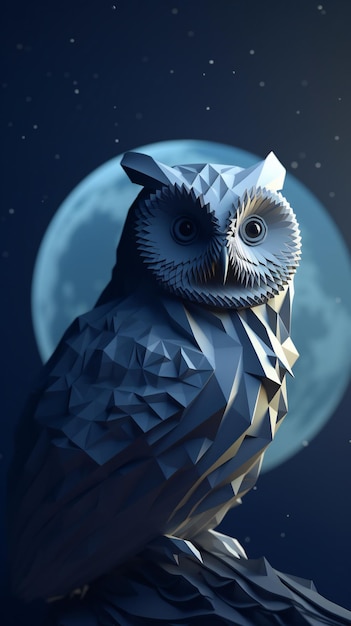 Experimenta la magia del origami con nuestros búhos 3D en Crescent Moon Wallpaper