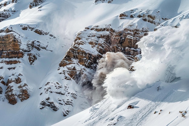 Foto experimentar el poder humillante de las avalanchas de nieve un ai generativo