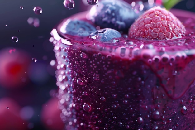 Experimente a frescura de um smoothie molhado e brilhante de bagas violetas Imagens cativantes