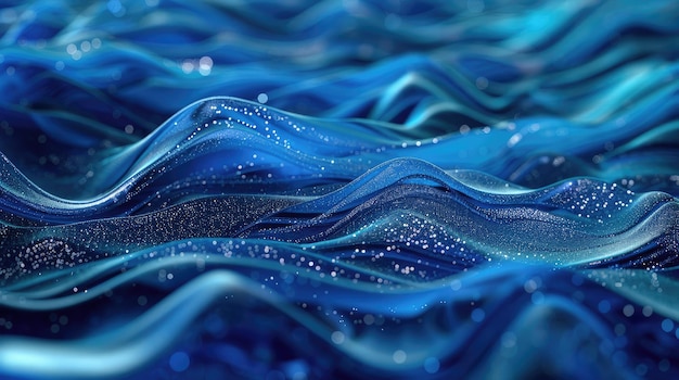 Experimente la belleza de las formas de onda digitales Patrones de onda suave de fondo desde el azul de medianoche hasta el azul del cielo que se entrelazan y crean imágenes hipnotizantes
