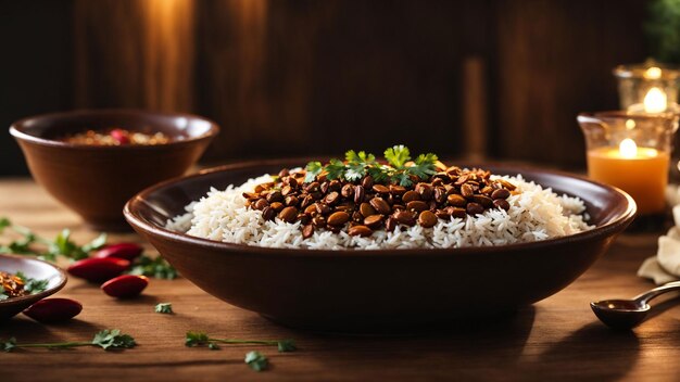 Experimente com diferentes ângulos para capturar a essência do seu arroz Rajma