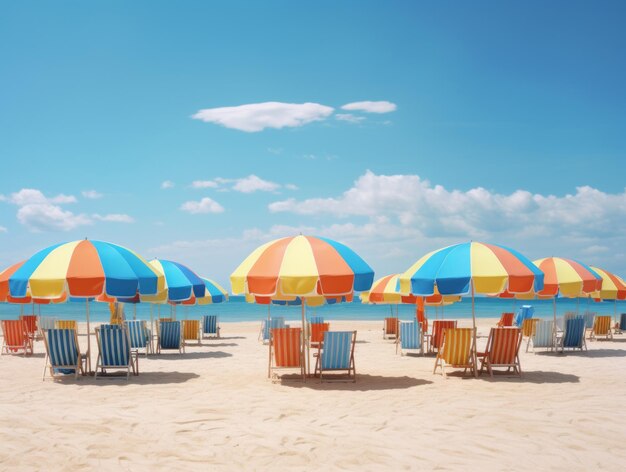 Experimente o Paraíso Tropical Uma sinfonia de guarda-chuvas de praia coloridos