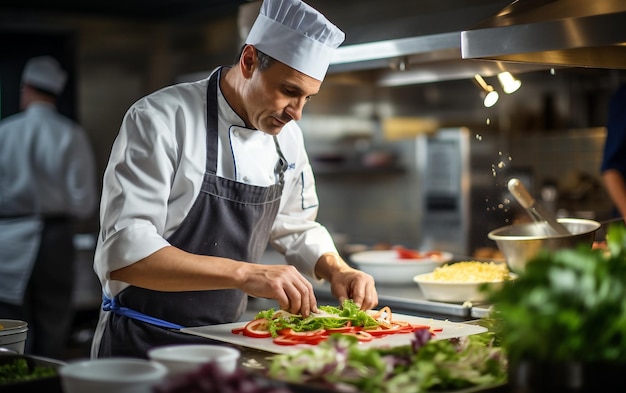 El experto culinario prepara un plato sabroso