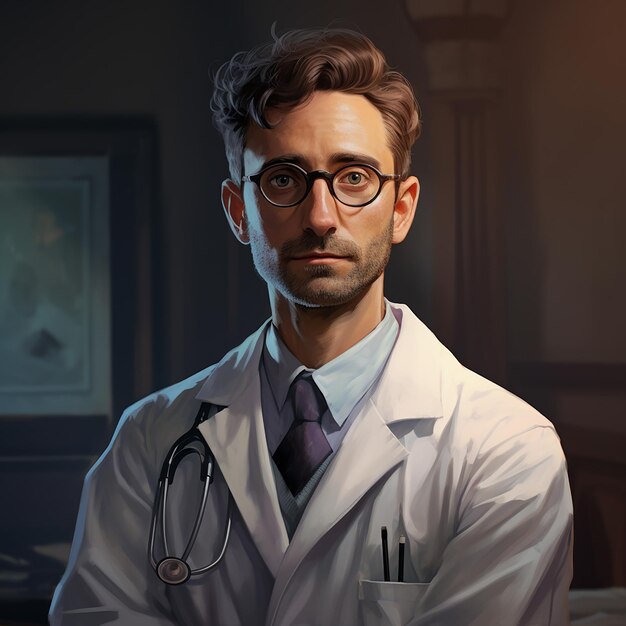 Experto médico Retrato de un médico masculino en 3D