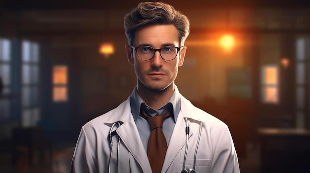 Experto médico Retrato de un médico masculino en 3D