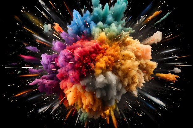 Foto explodieren ethnizität spritzen burst explosion zerstörung tinte regenbogen spray fallen farbstoff fantasie