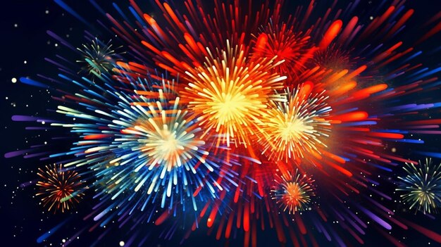 Explodierendes Feuerwerk in den nationalen amerikanischen Farben Generative KI