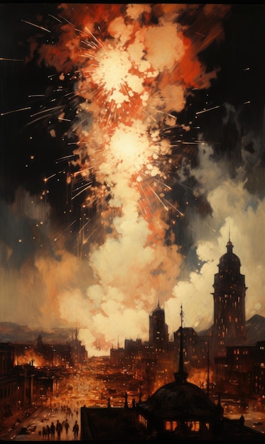 explodindo no céu noturno obra de Frank Frazetta