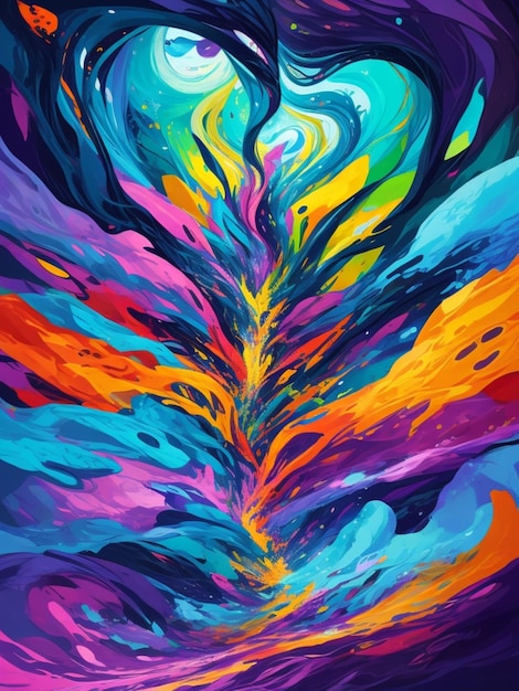 Explora las profundidades de tu imaginación con una explosión de colores vibrantes y formas abstractas.