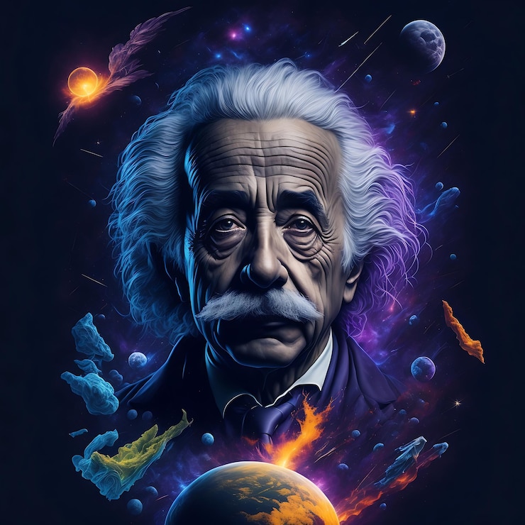 Explora las profundidades del universo con una impresionante representación visual de Albert Einstein