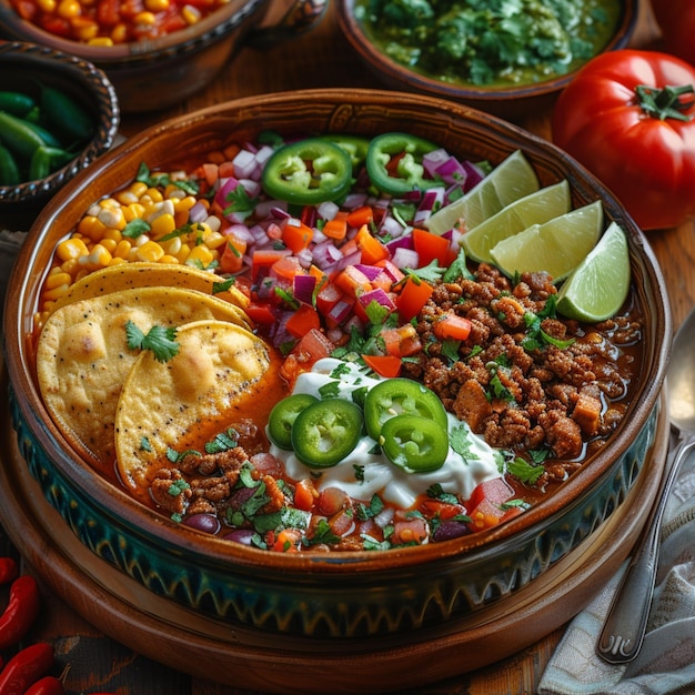 Foto exploração culinária vibrante uma viagem deliciosa através da autêntica culinária mexicana capturada