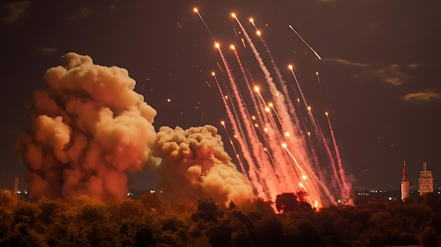 Foto exploração de mísseis ataque de foguetes fundo de guerra