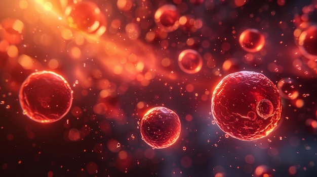 Exploração dinâmica dos glóbulos vermelhos que fluem através do sistema circulatório humano, capturando seu papel essencial.