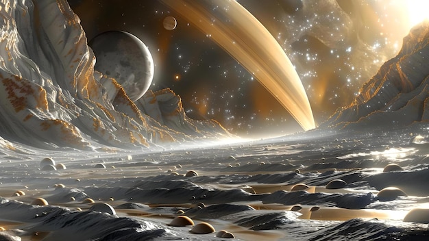 Foto exploração do sistema solar planetas luas e fontes de energia renováveis conceito astronomia sistema solar energia renovável planetas lunas
