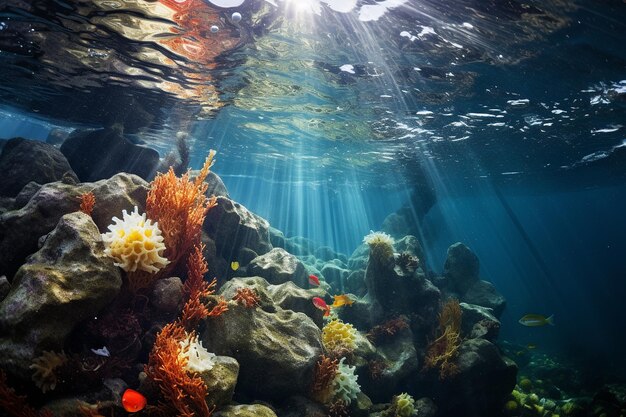 Foto exploração subaquática de cavernas subaquáticas