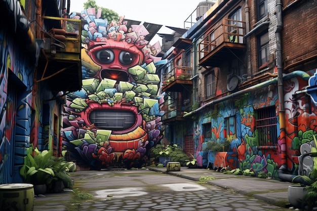 Exploração urbana de arte de rua vibrante e murais 00687 01