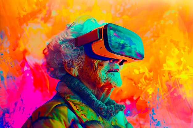 Exploración de ancianos búsqueda de realidad virtual en el resplandor fauvista