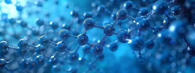 Foto exploración de la biotecnología estructura de la molécula azul en una cautivadora ilustración 3d