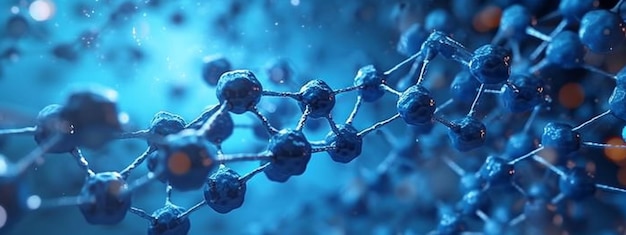 Exploración de la biotecnología Estructura de la molécula azul en una cautivadora ilustración 3D