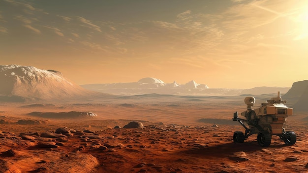 La exploración de marte rover en la superficie del planeta rojo