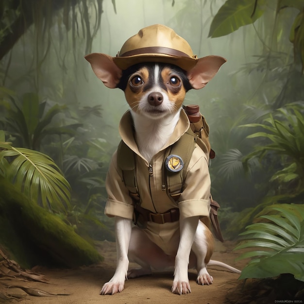 Un explorador de la jungla en la jungla como el divertido Cat Dog arte digital AI generado por Leonardo AlbedoBase XL