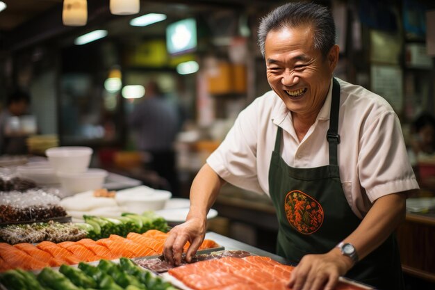 Explorador de sushi en la vibrante IA generativa del mercado asiático