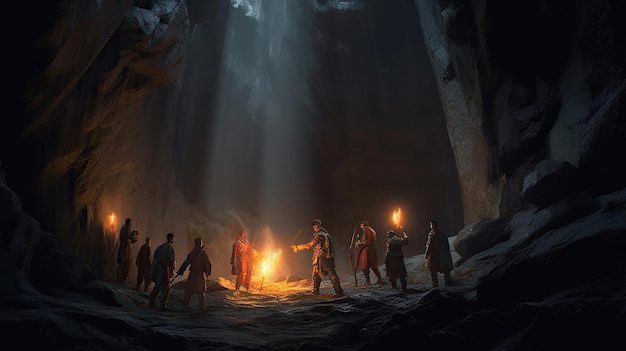 Exploradores en la cueva