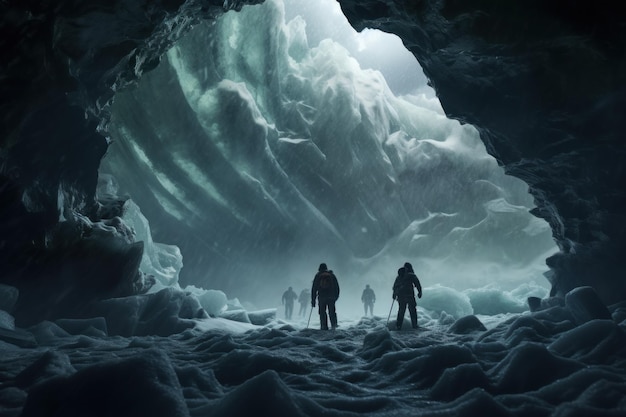 Exploradores se aventuram na caverna glacial de Vancouver