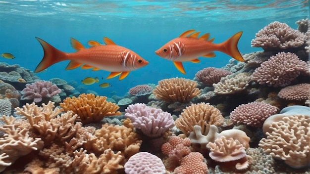 Explorando a beleza dos peixes nadando em um recife de coral vibrante