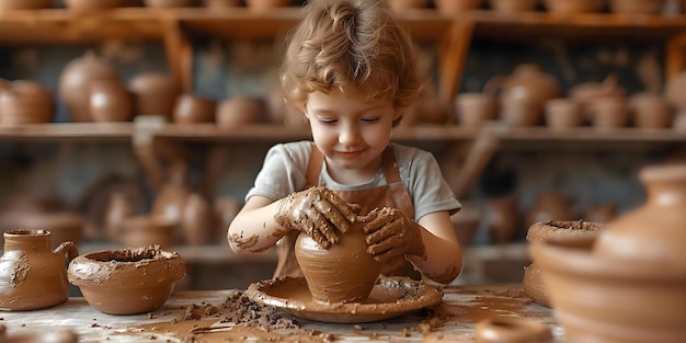 Explorando a criatividade de child39s através do estúdio de cerâmica hobby concept pottery creativity children hobbies studio