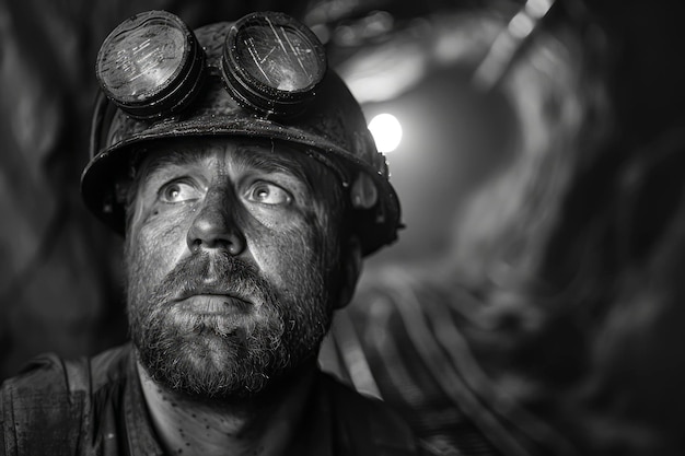 Foto explorando as profundezas um retrato de um mineiro no coração de uma operação de mineração