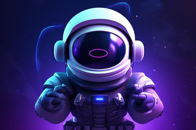 Explorando un astronauta WiFi 3D en un universo ilustrado púrpura AR 32