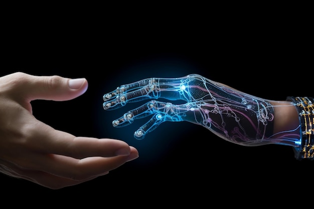 Explorando el concepto de biohacking con una IA generativa HalfHuman Hand