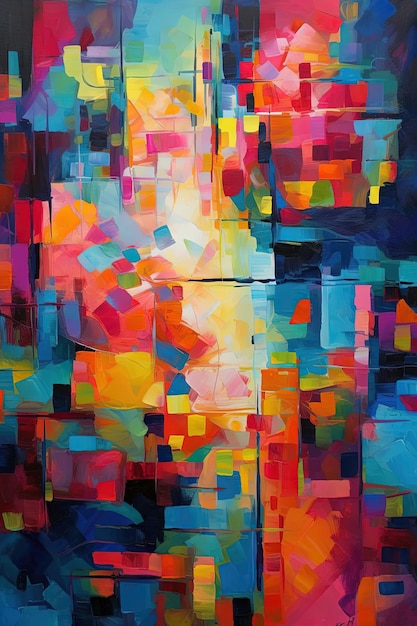 Explorando el equilibrio entre el orden y el caos en una pintura abstracta audaz y brillante