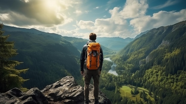 Explorando la majestuosidad de la Madre Naturaleza Caminando por el encantador paisaje montañoso