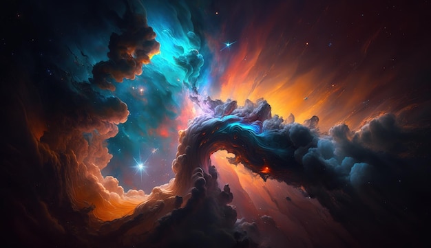 Explorando o espaço encantador Nebula Generative AI