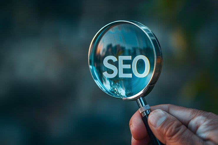 Explorando SEO Una vista de cerca a través de una lupa