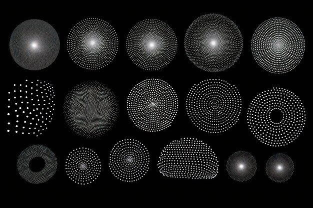 Explorar patrones intrincados de luz en una representación digital abstracta de varias formaciones de puntos