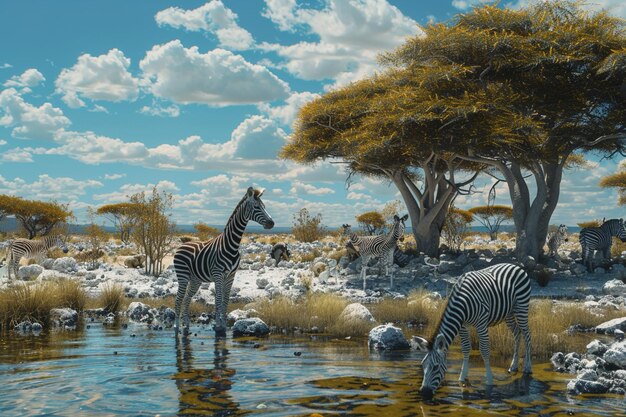 Foto explore a vida selvagem do parque nacional de etosha