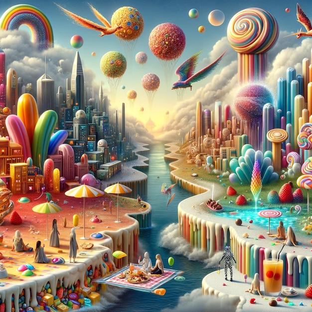 Explore Candyland y los paisajes psicodélicos en el arte colorido