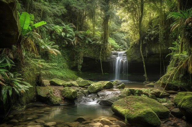 Foto explore encantadoras cascadas y paisajes impresionantes con una estética cautivadora