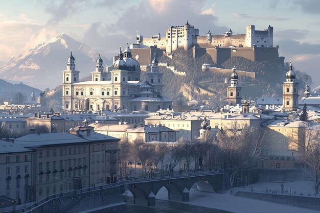 Foto explore el encanto atemporal de salzburgo austria como una ai generativa