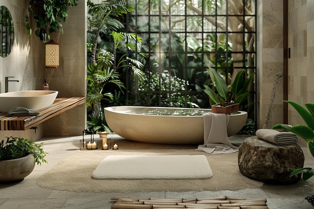 Explore el encanto meditativo de los espacios de baño fea generative ai
