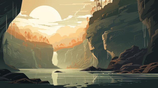 Explore el impresionante paisaje del Parque Nacional de la Cueva del Mamut en un diseño Lofi